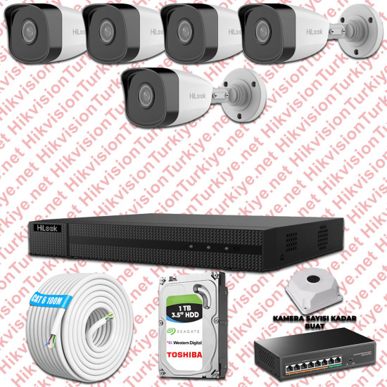 Hilook İp Kamera Seti 1080p Fullhd 5 Güvenlik Kamerası